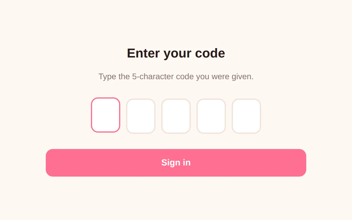 Entering the code in CakeVPN